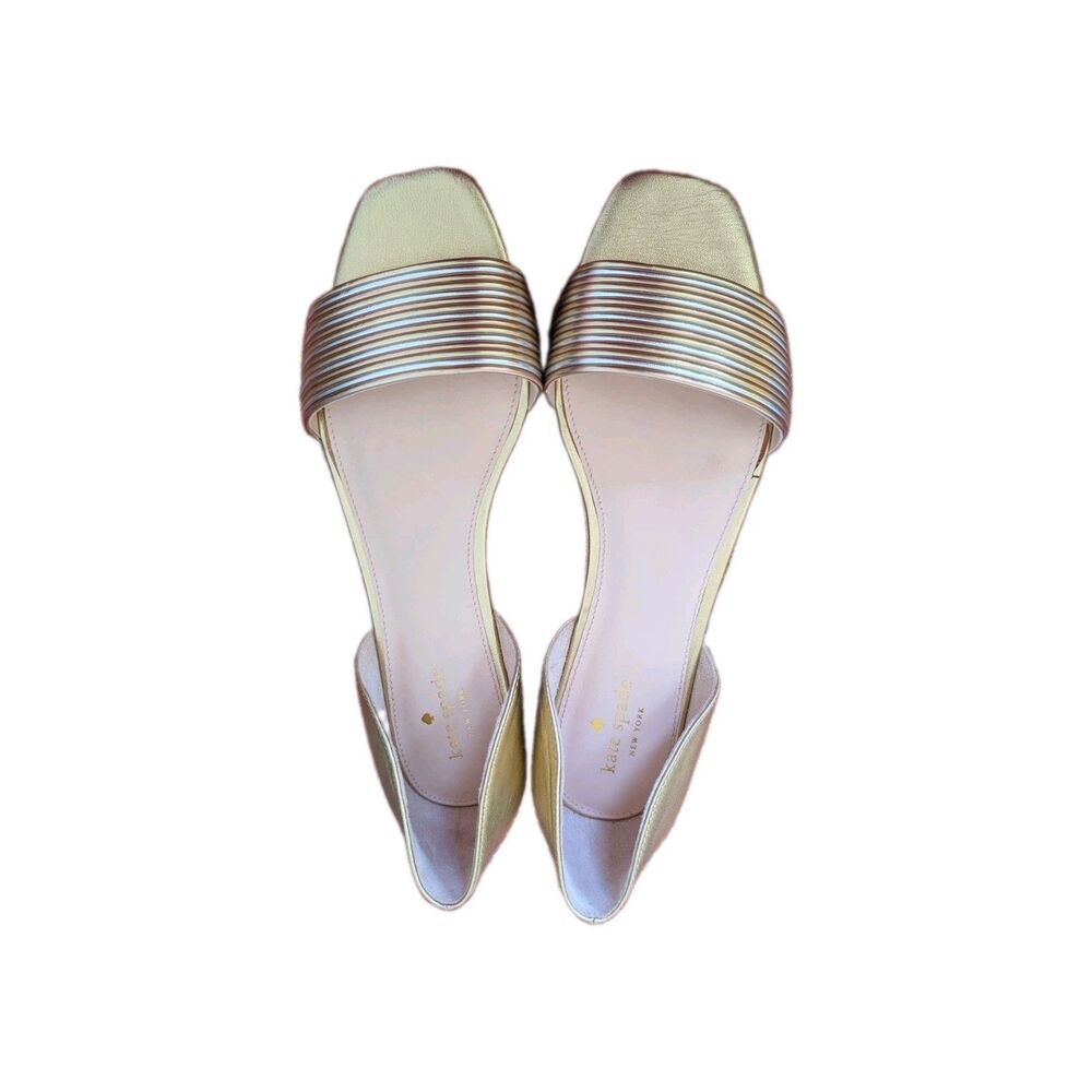 Kate Spade Henley Peep Toe Flats Metallic NIB s 10